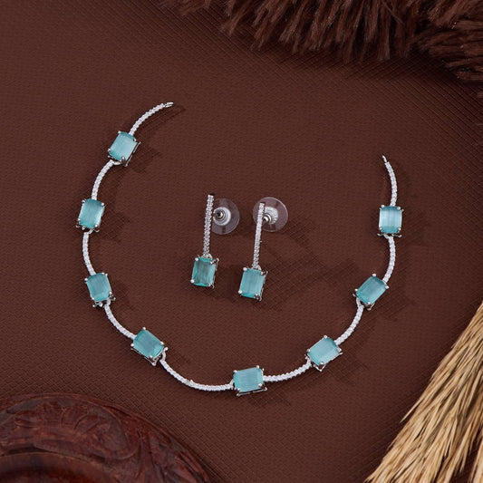 Elegant Silver-Plated Jewelry Set with Clear Gemstones