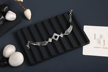 Silver Geometric Bracelet with Onyx