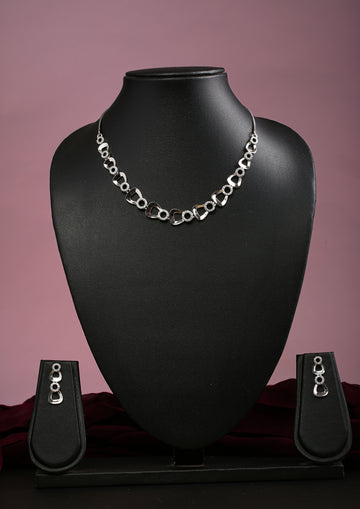 Sleek Silver Loop Necklace Set by Liberty Jewel