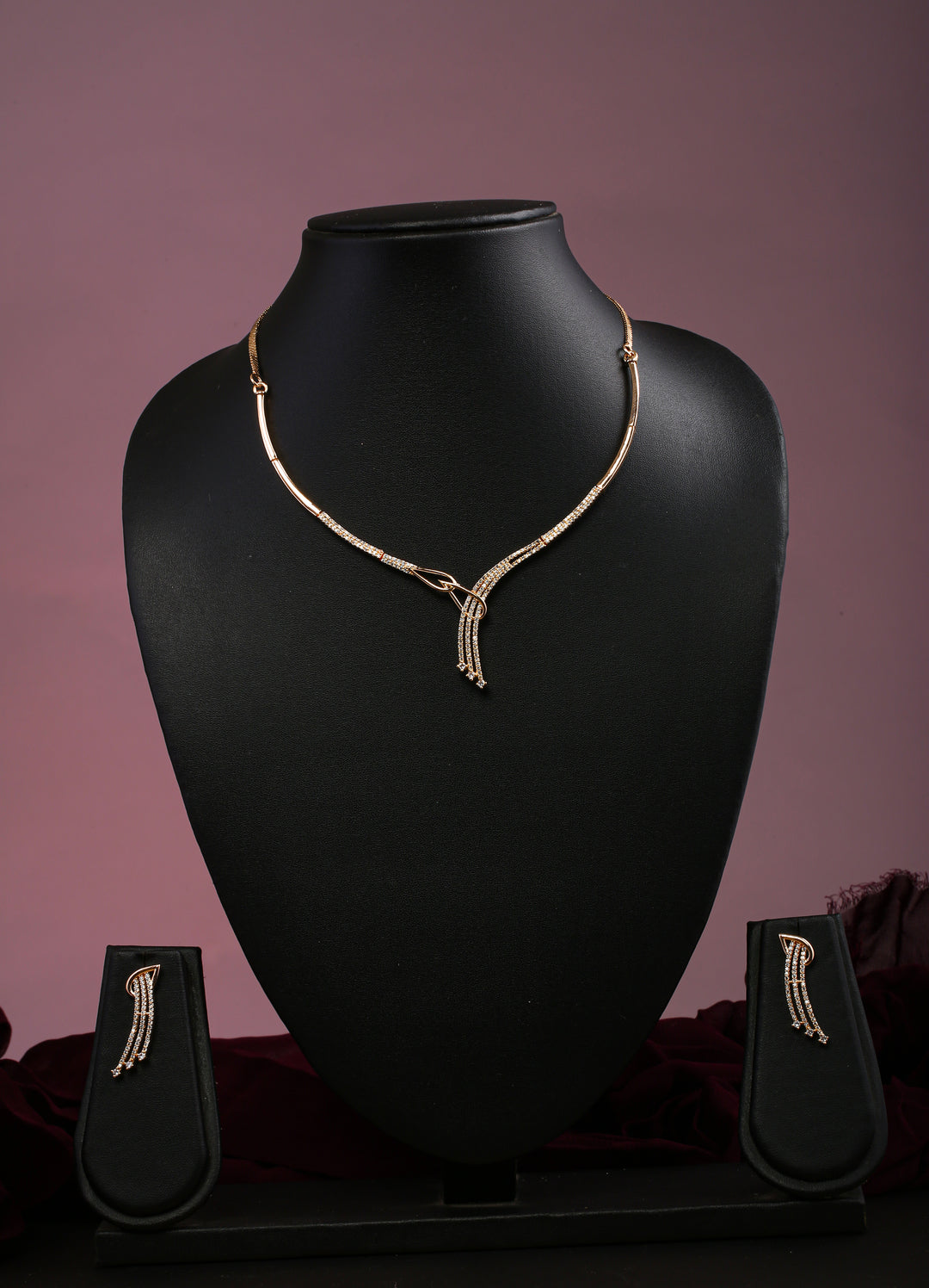 Elegant Gold Plated Necklace Set with Flowing Design by Liberty Jewel