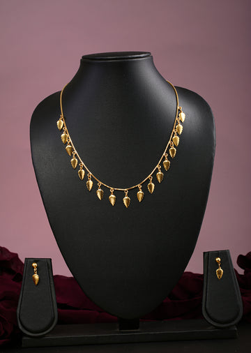 Delicate Gold Leaf Necklace Set by Liberty Jewel