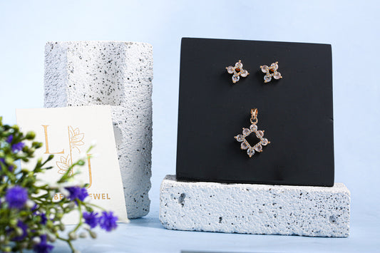 Diamond Blossom Pendant Set