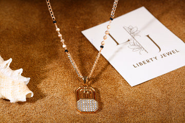 Contemporary Rose Gold Mangalsutra with Geometric Pendant by Liberty Jewel