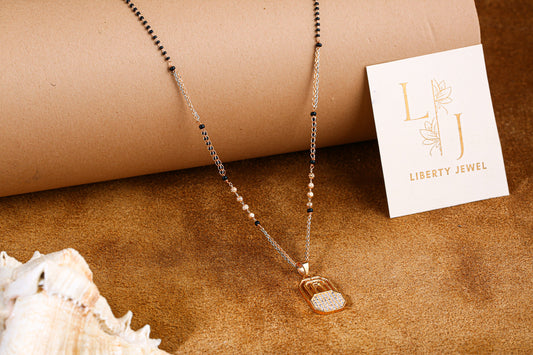 Contemporary Rose Gold Mangalsutra with Geometric Pendant by Liberty Jewel