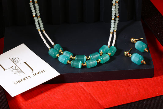 Graceful Green Beaded Necklace Set