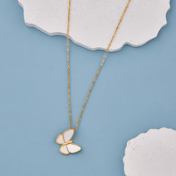 WHITE PEARL BUTTERFLY NECKLACE