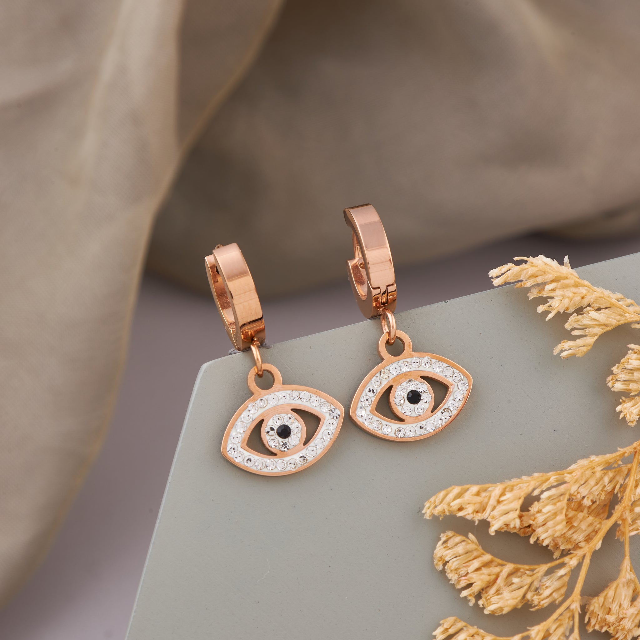 EVIL EYE DIAMOND EARING