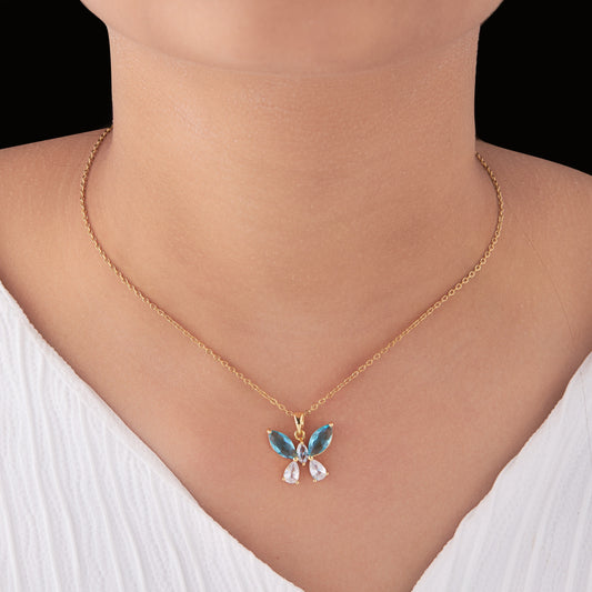 BLUE STONE BUTTERFLY NECKLACE