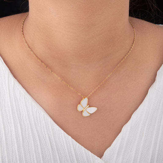 WHITE PEARL BUTTERFLY NECKLACE